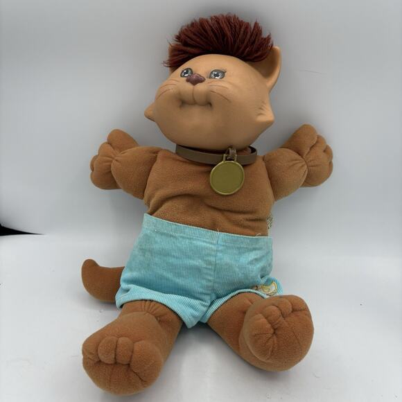 Cabbage Patch Kids Cat Doll Koosas 16"‎ with Duck Shorts and Collar 1983 Vintage - Picture 1 of 10
